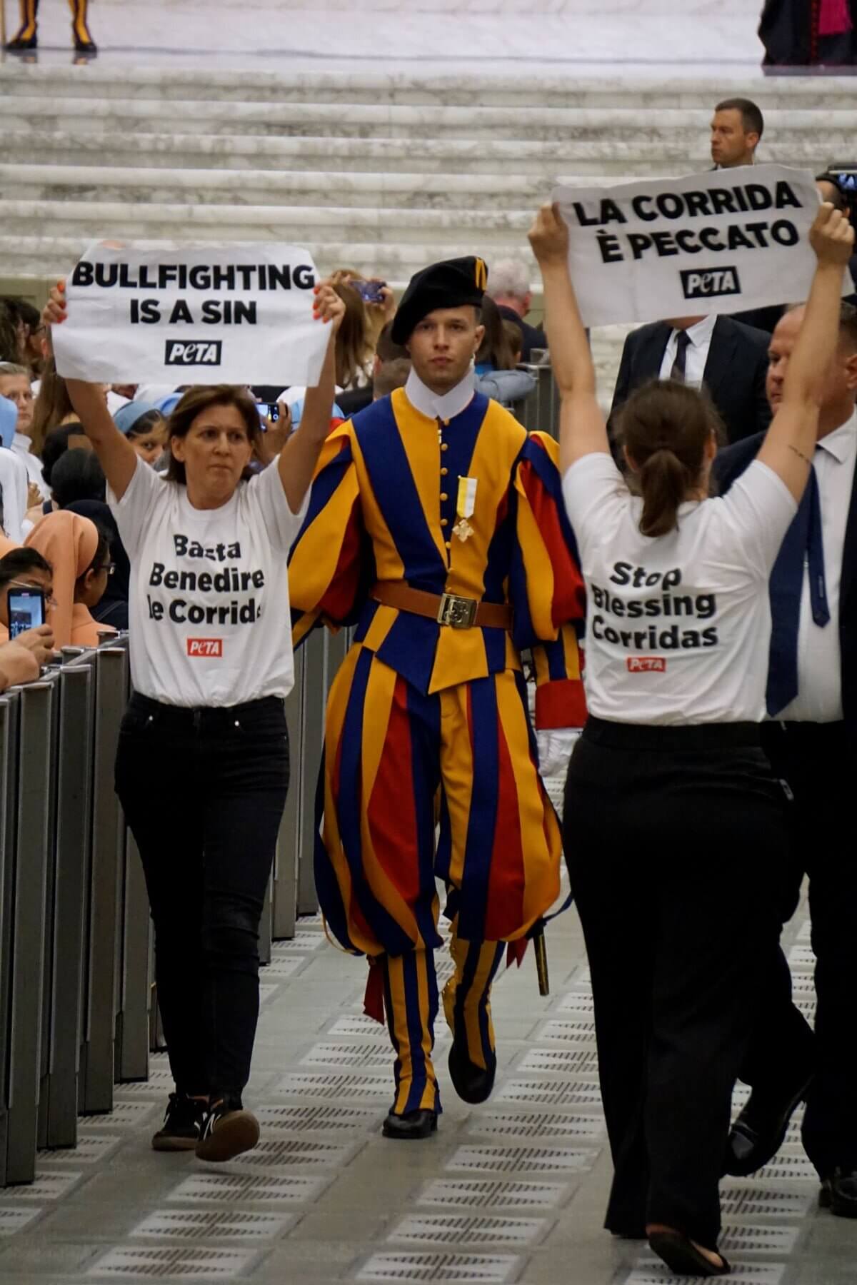 Exclusif : Des militantes PETA arrêtées pour avoir perturbé une audience du pape François au Vatican