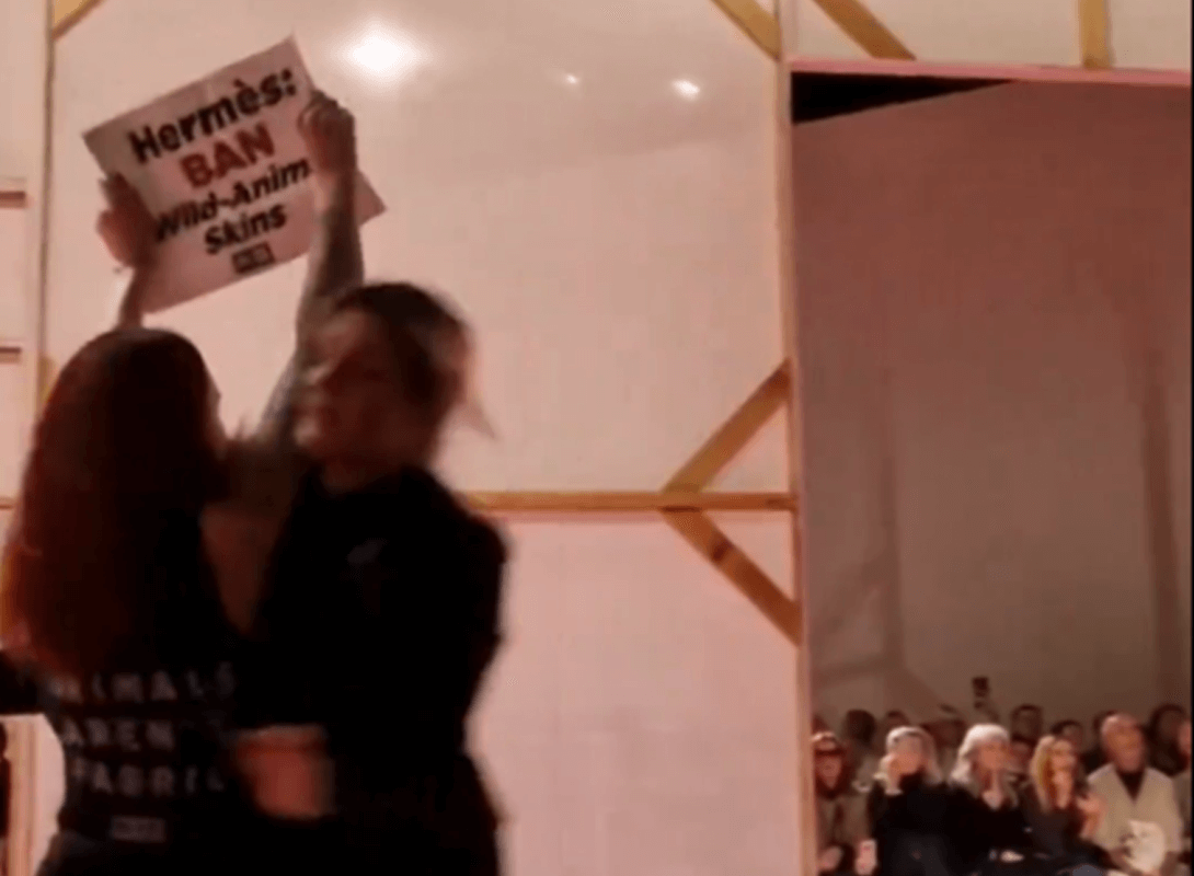 À l’instant : des activistes de PETA perturbent le défilé Hermès pendant la Fashion Week parisienne